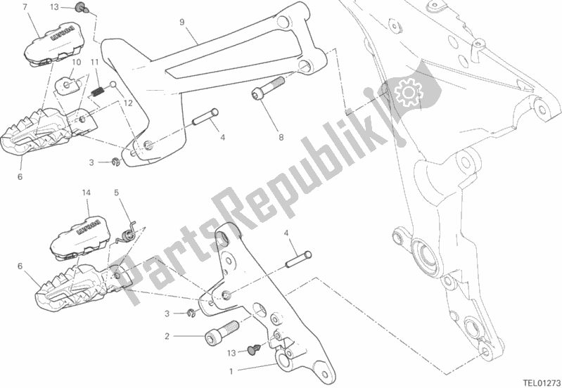 Wszystkie części do Podnó? Ki Prawe Ducati Multistrada 950 USA 2019
